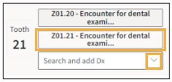 Procedures to add with yellow highlight box around the diagnosis selection box and drop down arrow search box.